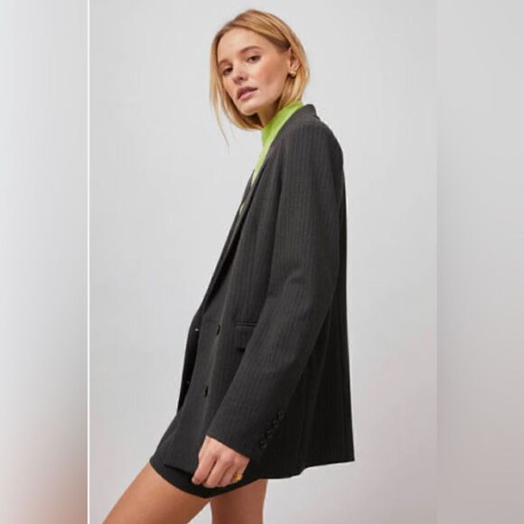 Rails Jac Blazer in black with charcoal pinstripe. L. NWT - Picture 1 of 10